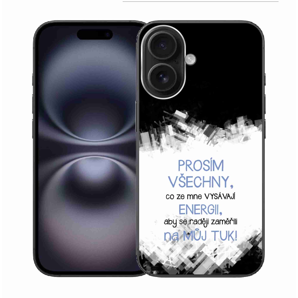 Gelový kryt mmCase na iPhone 16 - vtipný text 1 modrý