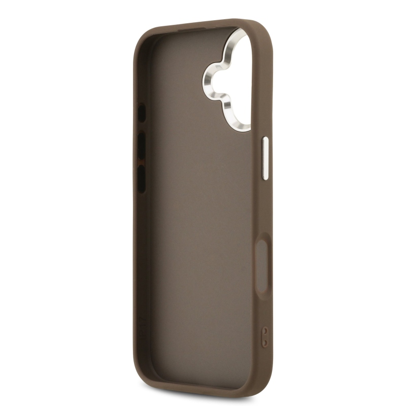 Guess PU 4G Metal Logo Zadní Kryt pro iPhone 17 Silver Brown