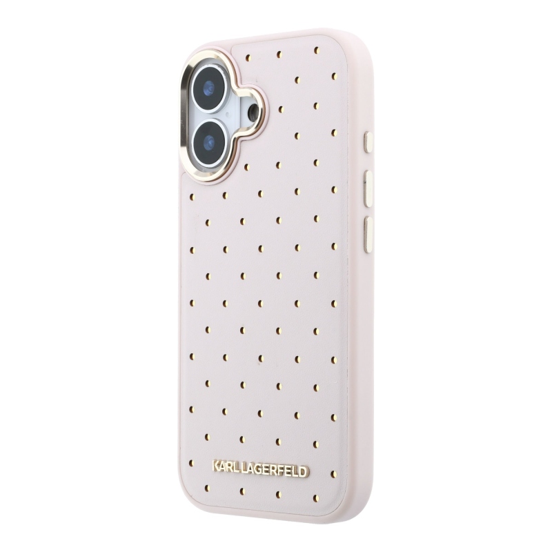 Karl Lagerfeld PU Perforated Gold Dots MagSafe Zadní Kryt pro iPhone 17 Pink