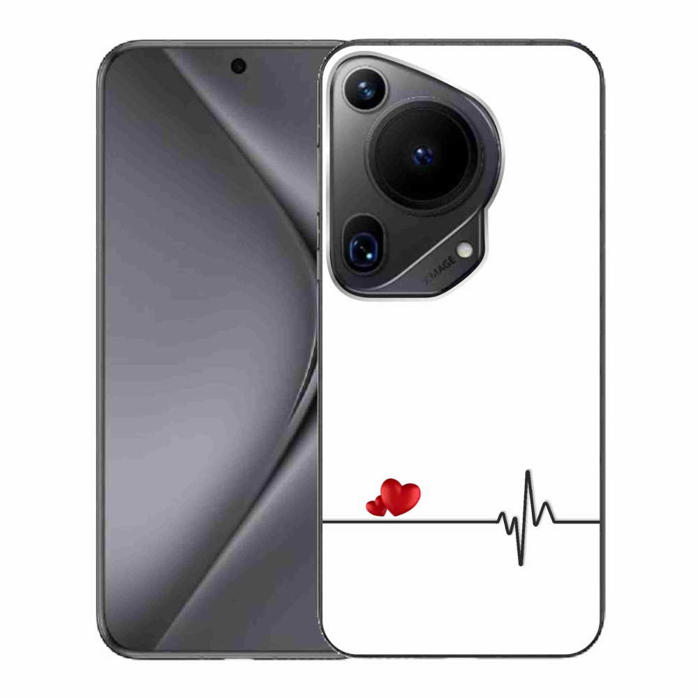 Gelový kryt mmCase na Huawei Pura 70 Ultra - srdce a tep bílé pozadí