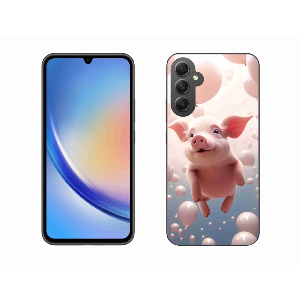 Gelový kryt mmCase na Samsung Galaxy A34 5G - prasátko s balónky