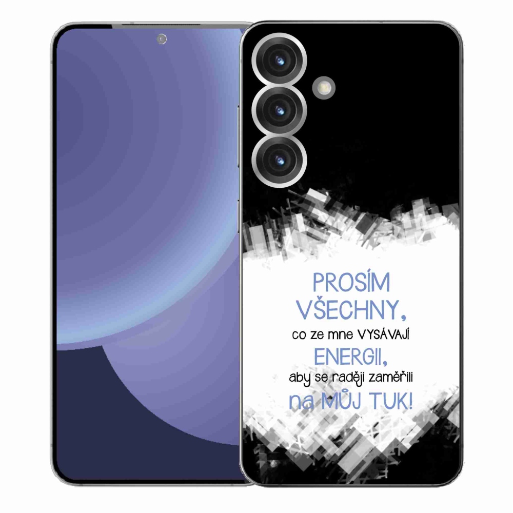 Gelový kryt mmCase na Samsung Galaxy S25+ - vtipný text 1 modrý