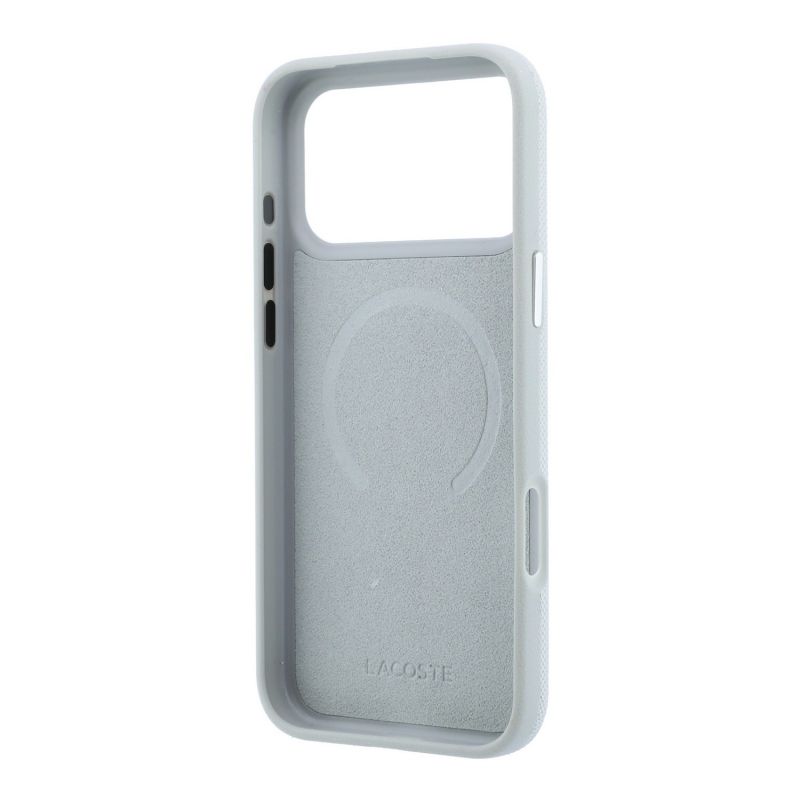 Lacoste PVC Petit Pique Semi Wrap Ring Stand MagSafe Zadní Kryt pro iPhone 18 Pro Light Grey