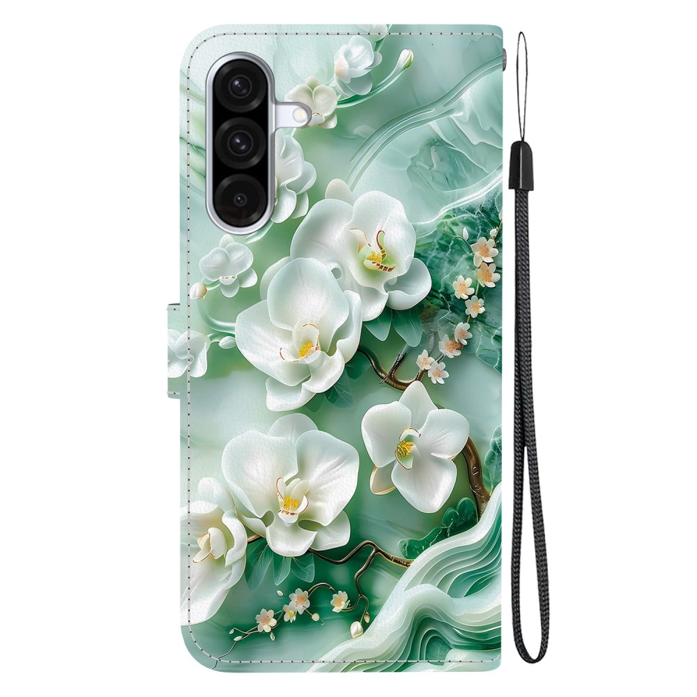 Versatile knížkové pouzdro na Samsung Galaxy A36 5G/A56 5G - bílé květy