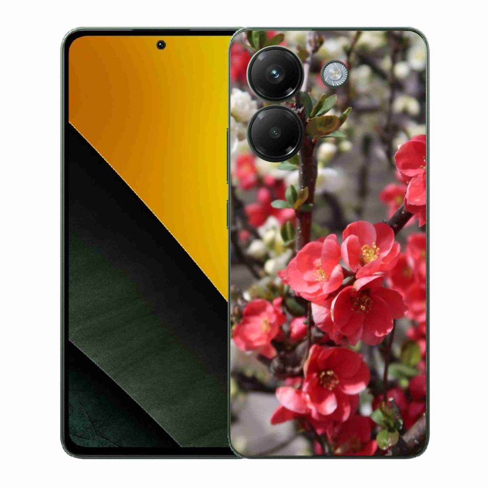 Gelový kryt mmCase na Xiaomi Poco M7 Pro 5G - červené květy