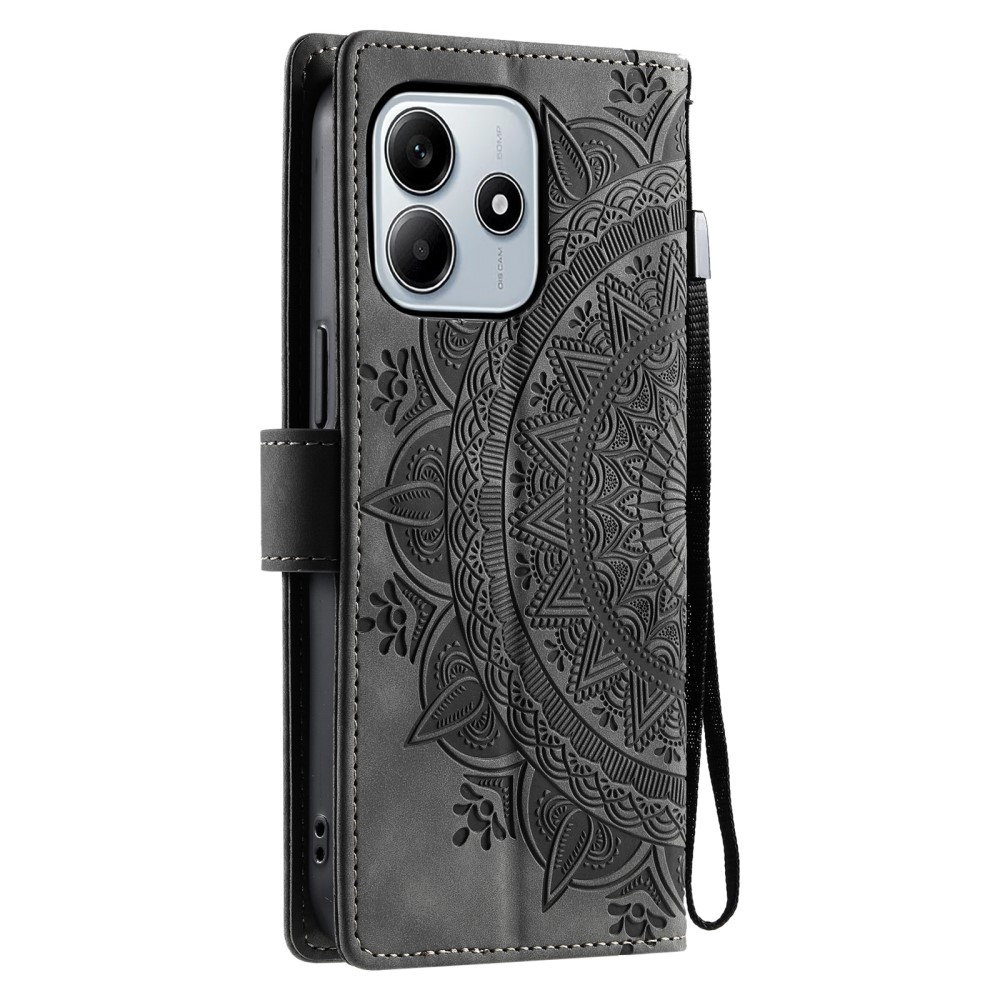 Mandalas knížkové pouzdro na Xiaomi Redmi Note 14 - šedé