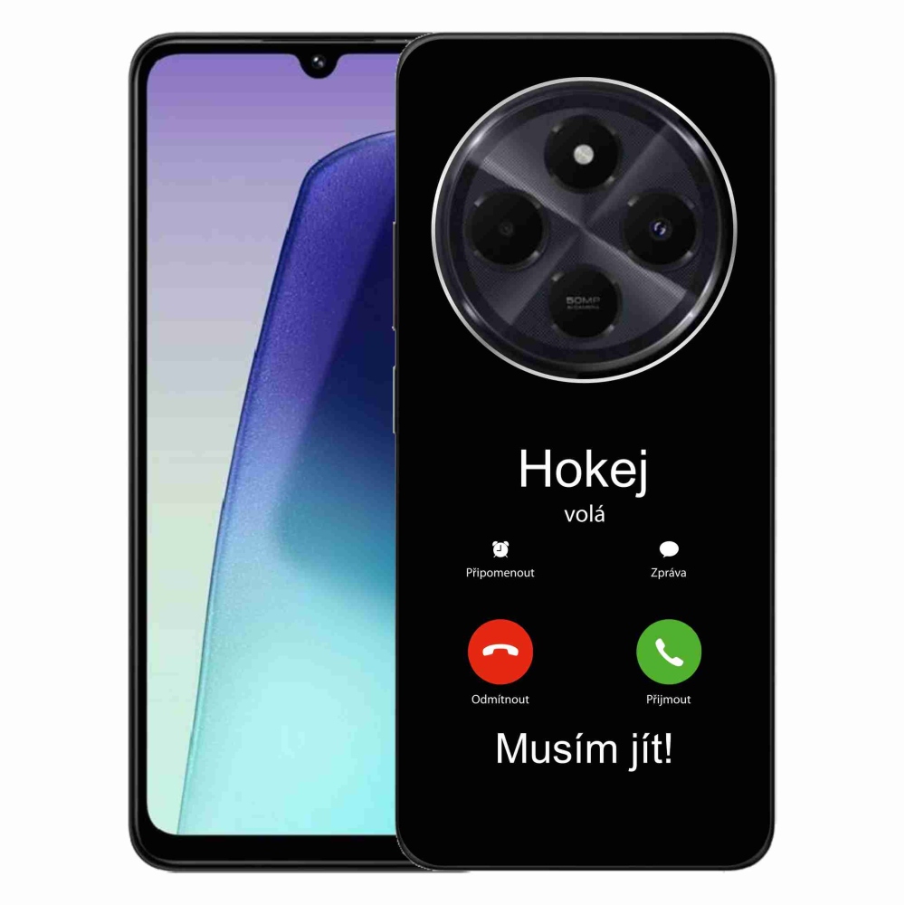 Gelový kryt mmCase na Xiaomi Redmi 14C/Poco C75 - hokej volá černé pozadí