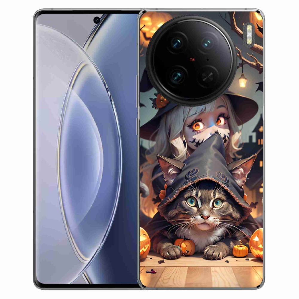 Gelový kryt mmCase na Vivo X90 Pro - čarodějnice s kočkou