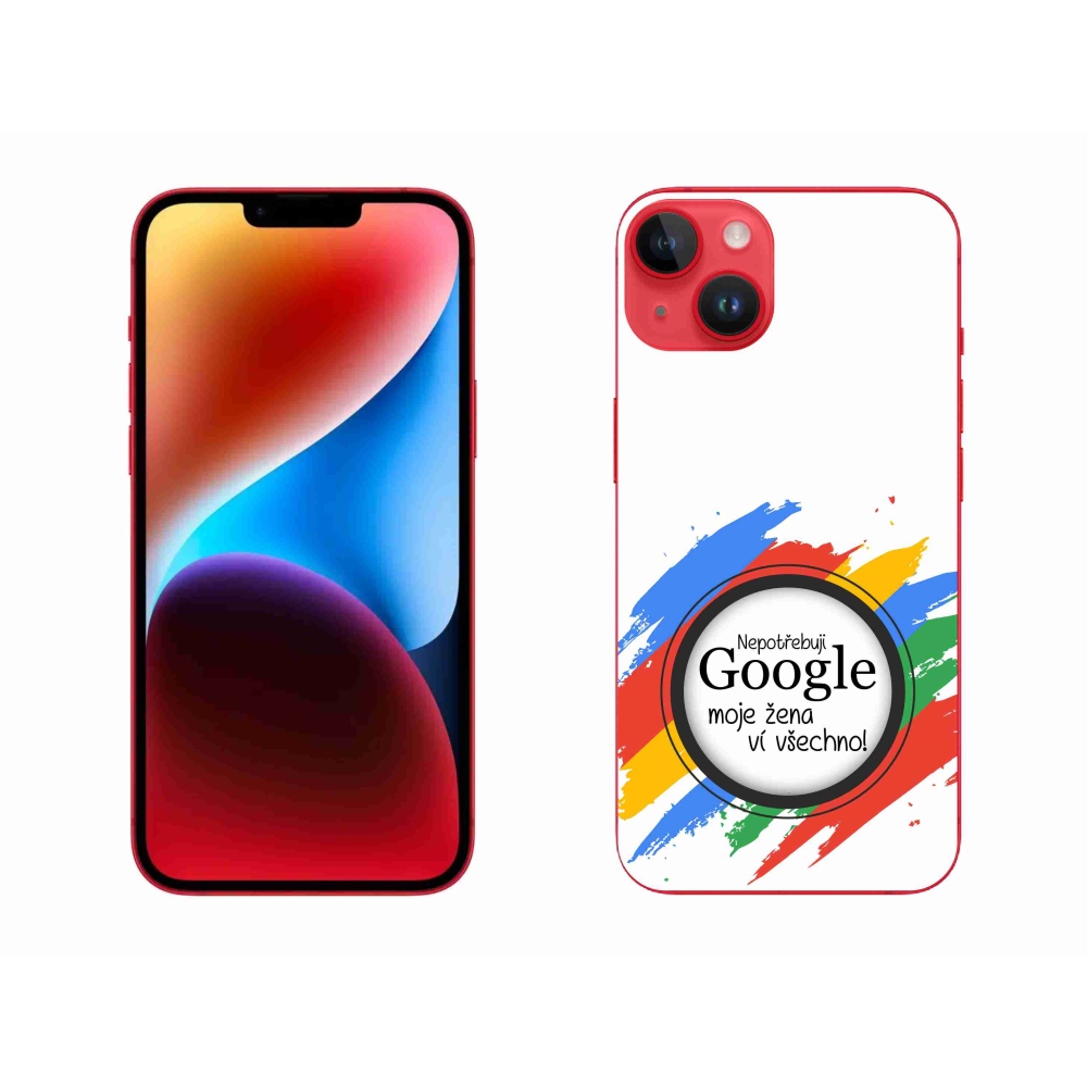 Gelový kryt mmCase na iPhone 14 Plus - žena ví všechno bílé pozadí