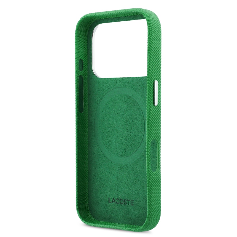 Lacoste Iconic Petit Pique Metal Logo MagSafe Zadní Kryt pro iPhone 17 Pro Green