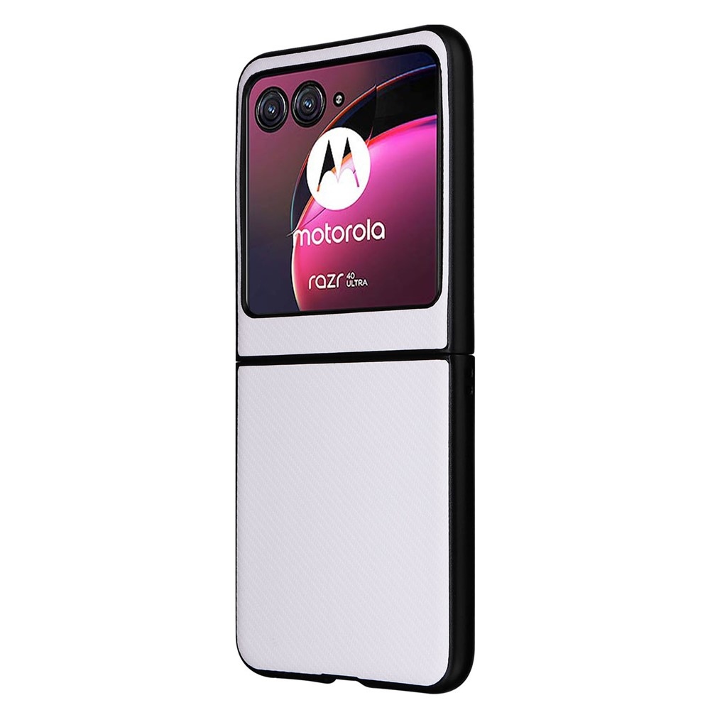 Textury plastový kryt s umělou kůží na Motorola Razr 40 Ultra 5G - bílý