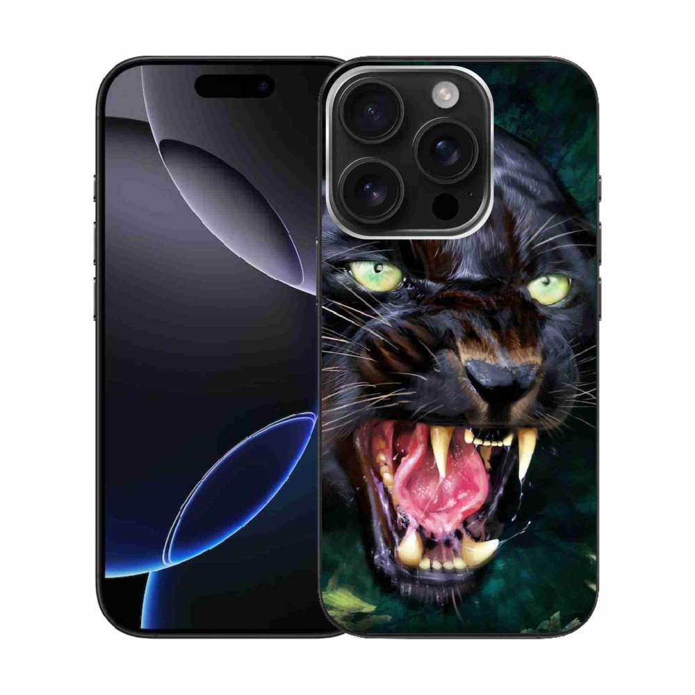 Gelový kryt mmCase na iPhone 16 Pro - rozzuřený černý panter