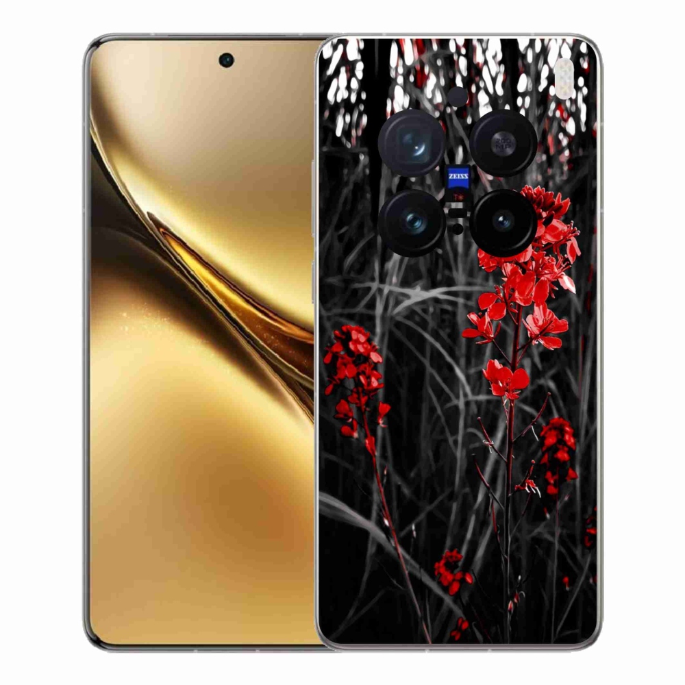 Gelový kryt mmCase na Vivo X200 Pro 5G - červená rostlina