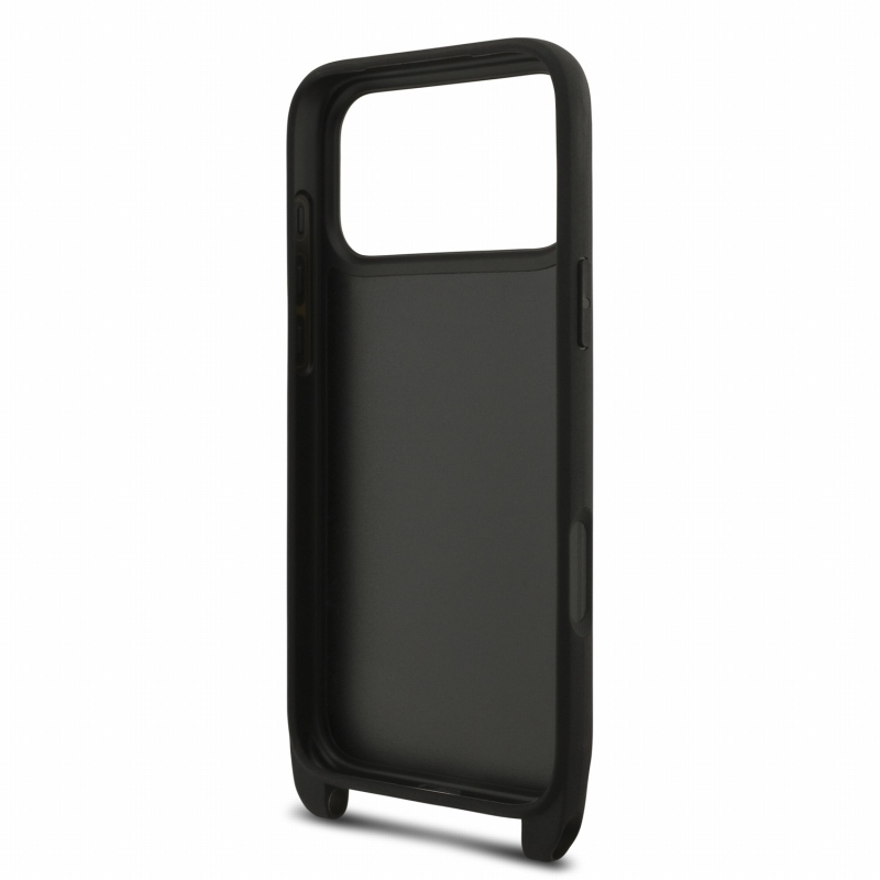 Karl Lagerfeld Saffiano Crossbody Popruh Metal Karl and Choupette Zadní Kryt pro iPhone 18 Pro Black