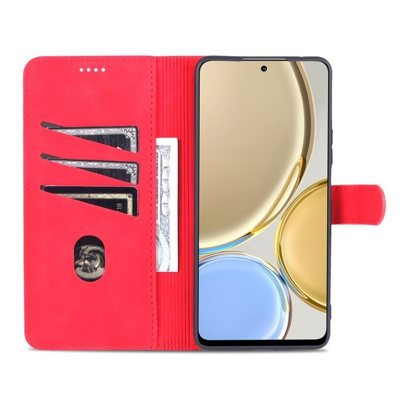 AZNS PU kožené peněženkové pouzdro na mobil Honor Magic 4 Lite 5G - červené