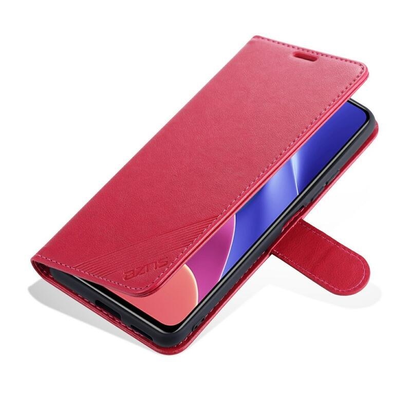 AZNS PU kožené peněženkové pouzdro na mobil Xiaomi Poco F3 - červené