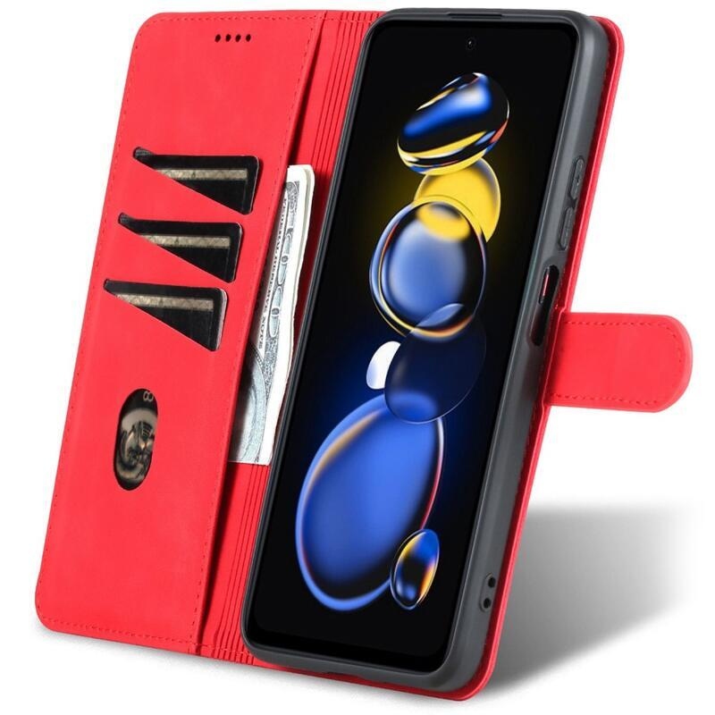 AZNS PU kožené peněženkové pouzdro na mobil Xiaomi Poco X4 GT 5G - červené