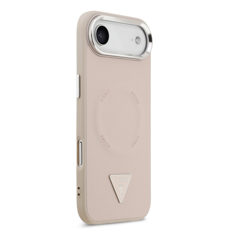 Guess PU Leather Triangle Logo MagSafe Zadní Kryt pro iPhone Air Pink