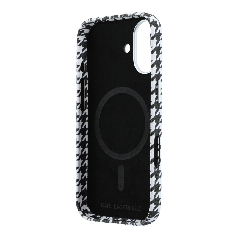 Karl Lagerfeld PU Houndstooth Resin Plate MagSafe Zadní Kryt pro iPhone 17 Black