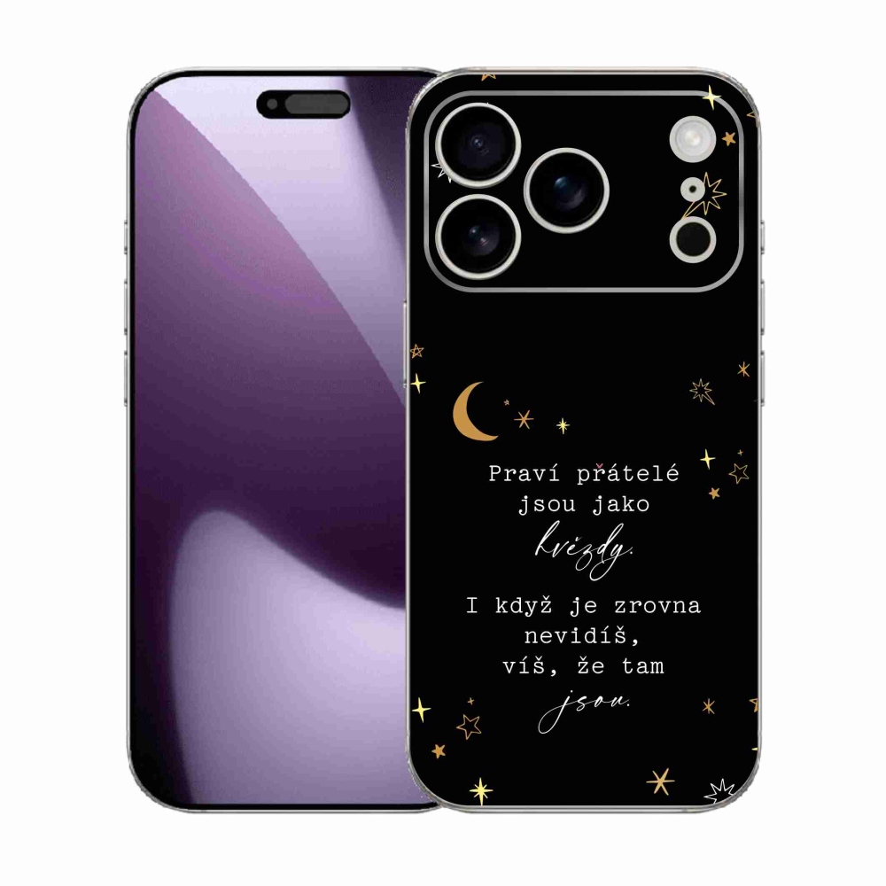 Gelový kryt mmCase na iPhone 17 Pro - citát 6 černé pozadí