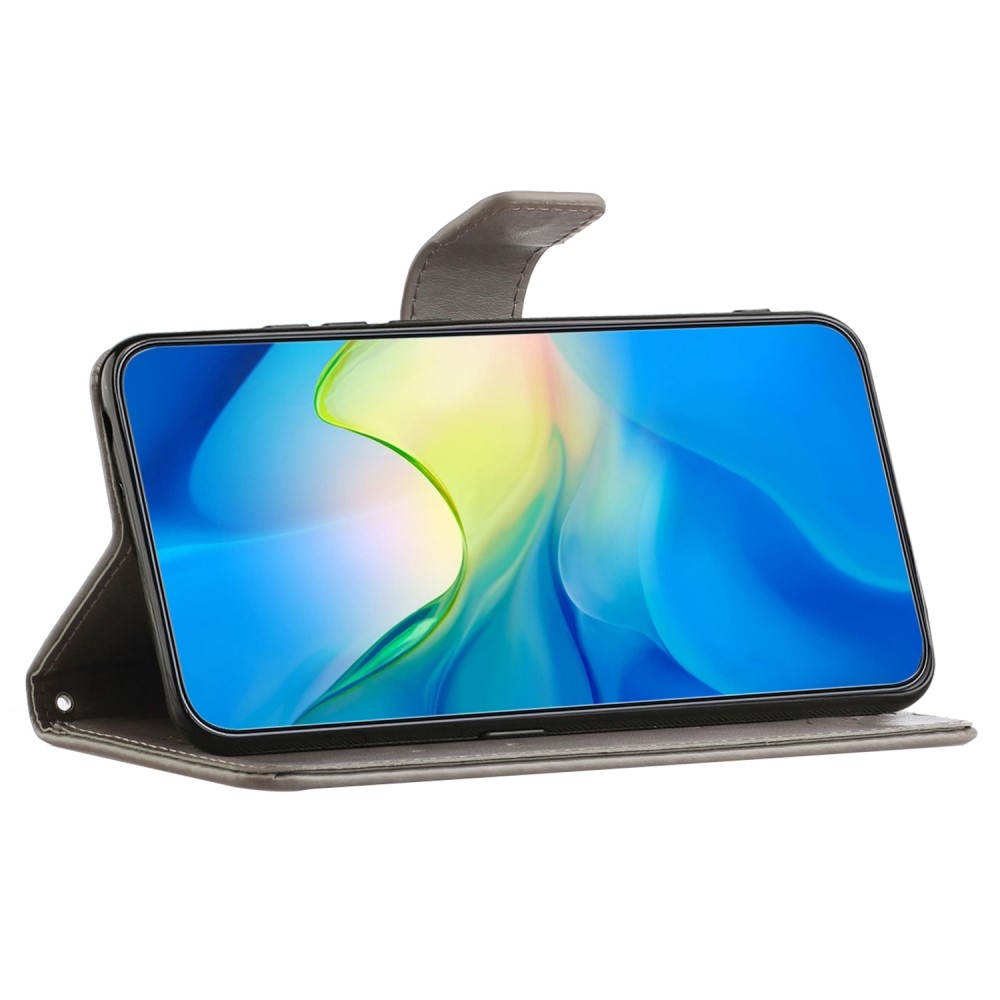 Flower knížkové pouzdro na Xiaomi Redmi 12 4G/5G - šedé
