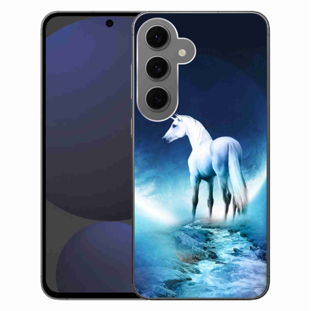 Gelový kryt mmCase na Samsung Galaxy S24 FE - bílý jednorožec
