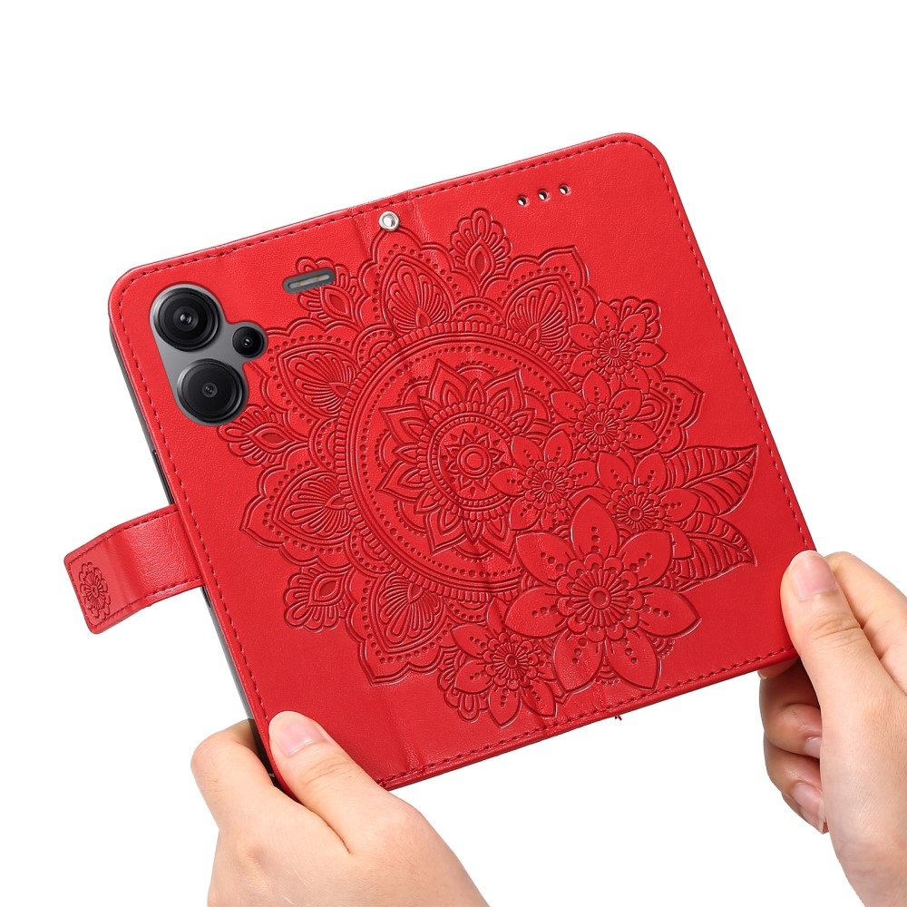 Mandala knížkové pouzdro na Xiaomi Redmi Note 13 Pro+ 5G - červené