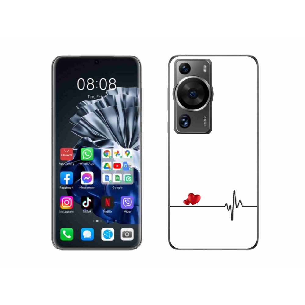 Gelový kryt mmCase na Huawei P60 Pro - srdce a tep bílé pozadí