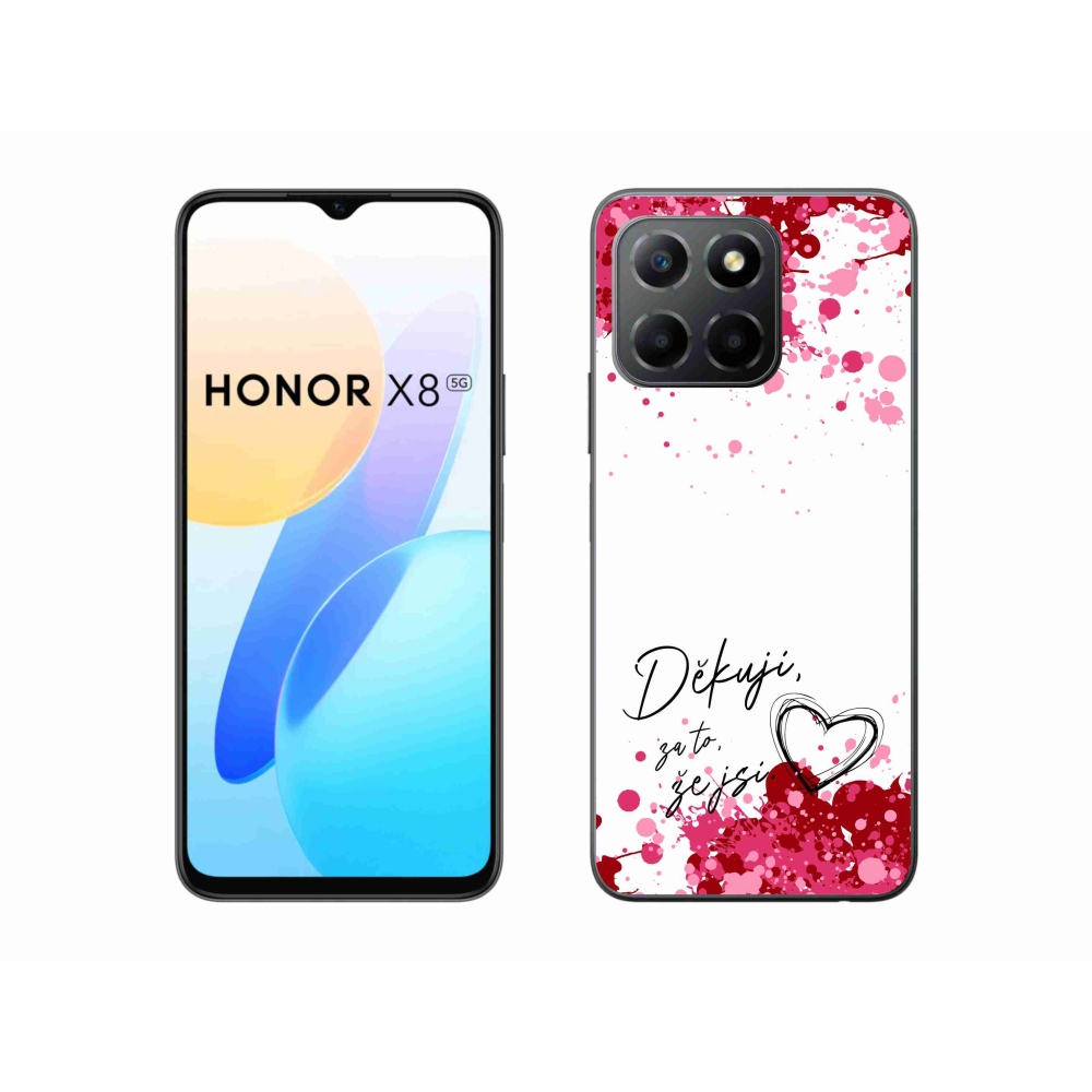 Gelový kryt mmCase na Honor X8 5G/Honor 70 Lite 5G - zamilovaný text 2 bílé pozadí