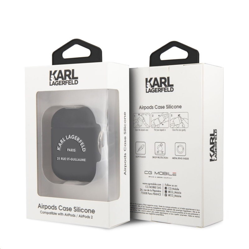 Karl Lagerfeld Rue St Guillaume Silikonové Pouzdro pro Airpods 1/2 Black