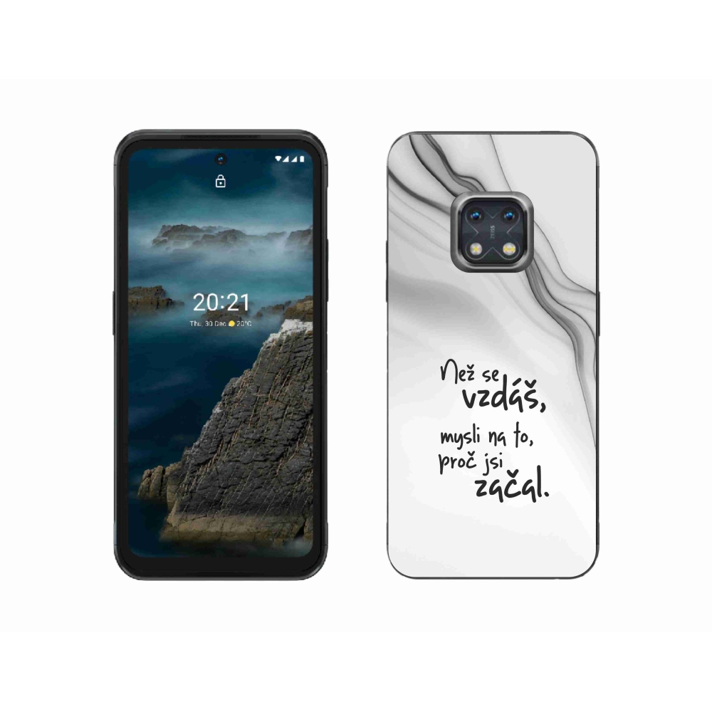 Gelový kryt mmCase na Nokia XR20 - citát 2 bílé pozadí