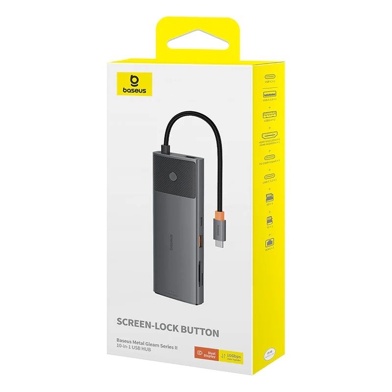 Baseus Metal Gleam II Series 10v1 USB-C HUB Dokovací Stanice Cosmic Black
