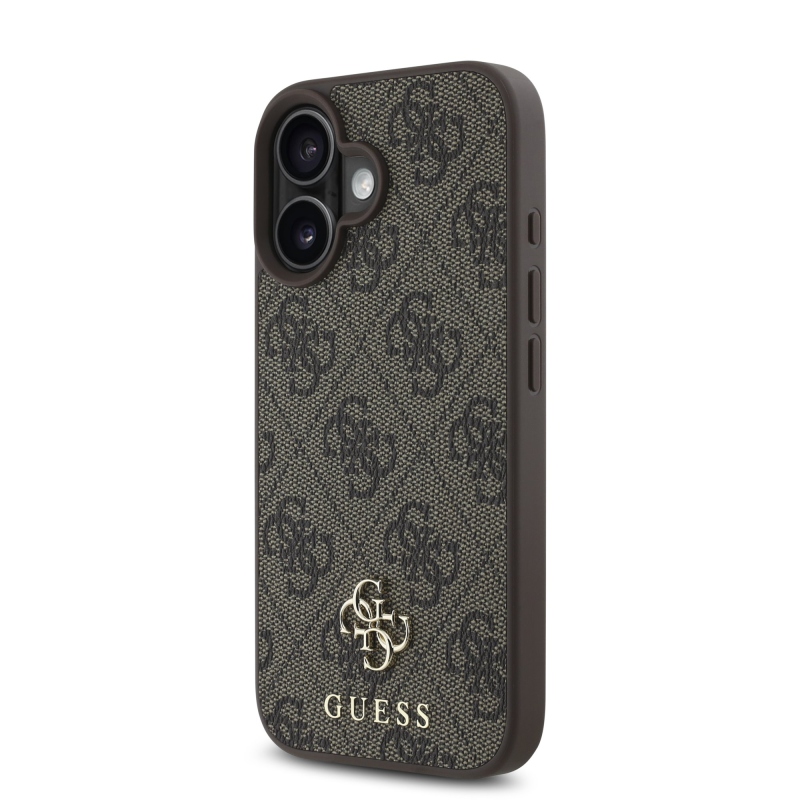 Guess PU 4G Small Metal Logo MagSafe Zadní Kryt pro iPhone 16 Plus Brown