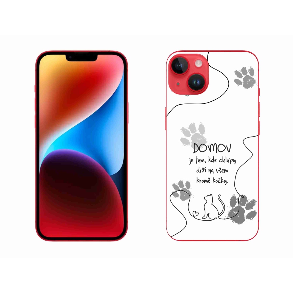 Gelový kryt mmCase na iPhone 14 Plus - kočičí motiv bílé pozadí