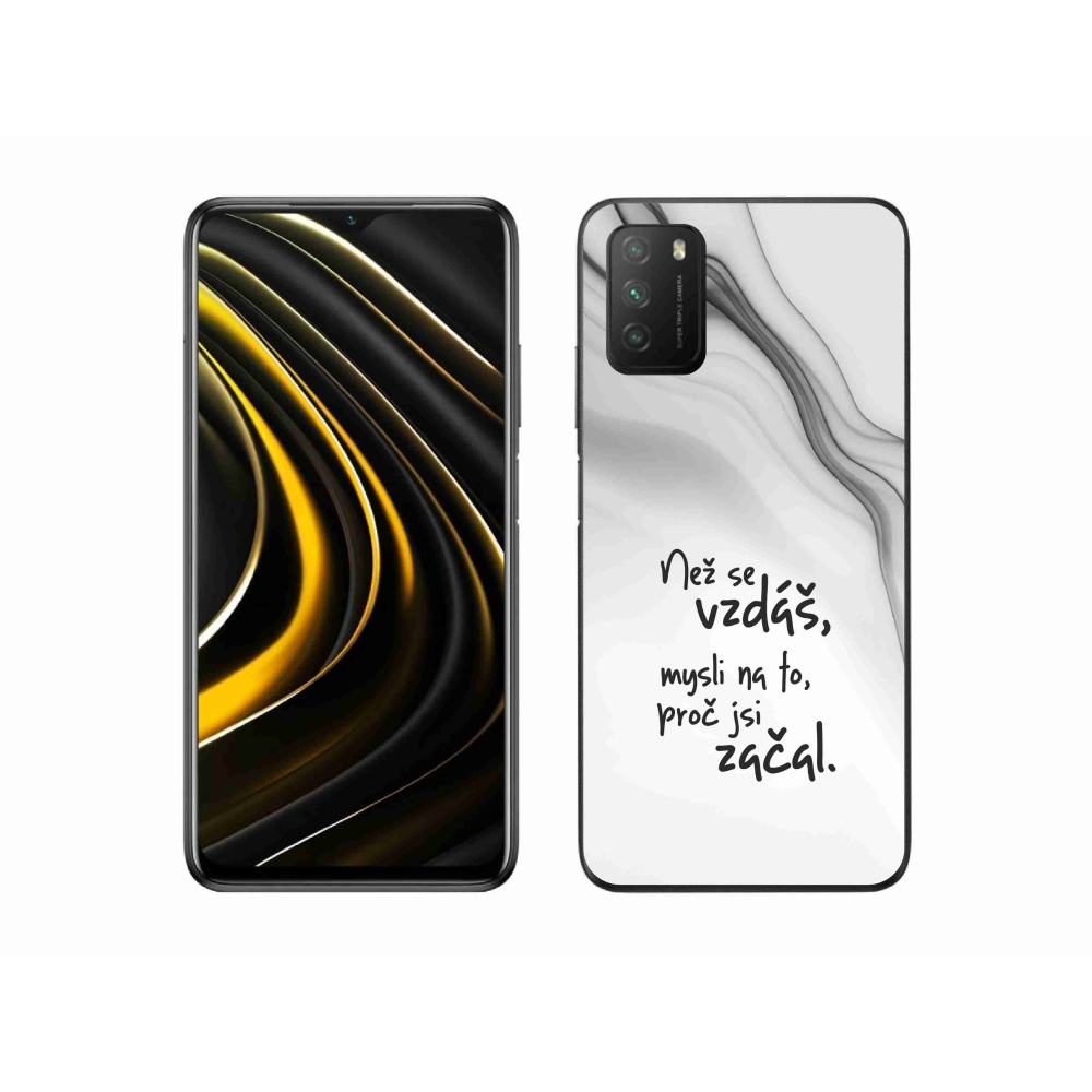 Gelový kryt mmCase na Xiaomi Poco M3 - citát 2 bílé pozadí