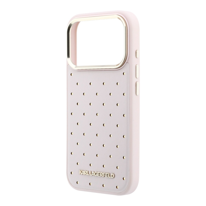 Karl Lagerfeld PU Perforated Gold Dots MagSafe Zadní Kryt pro iPhone 17 Pro Max Pink
