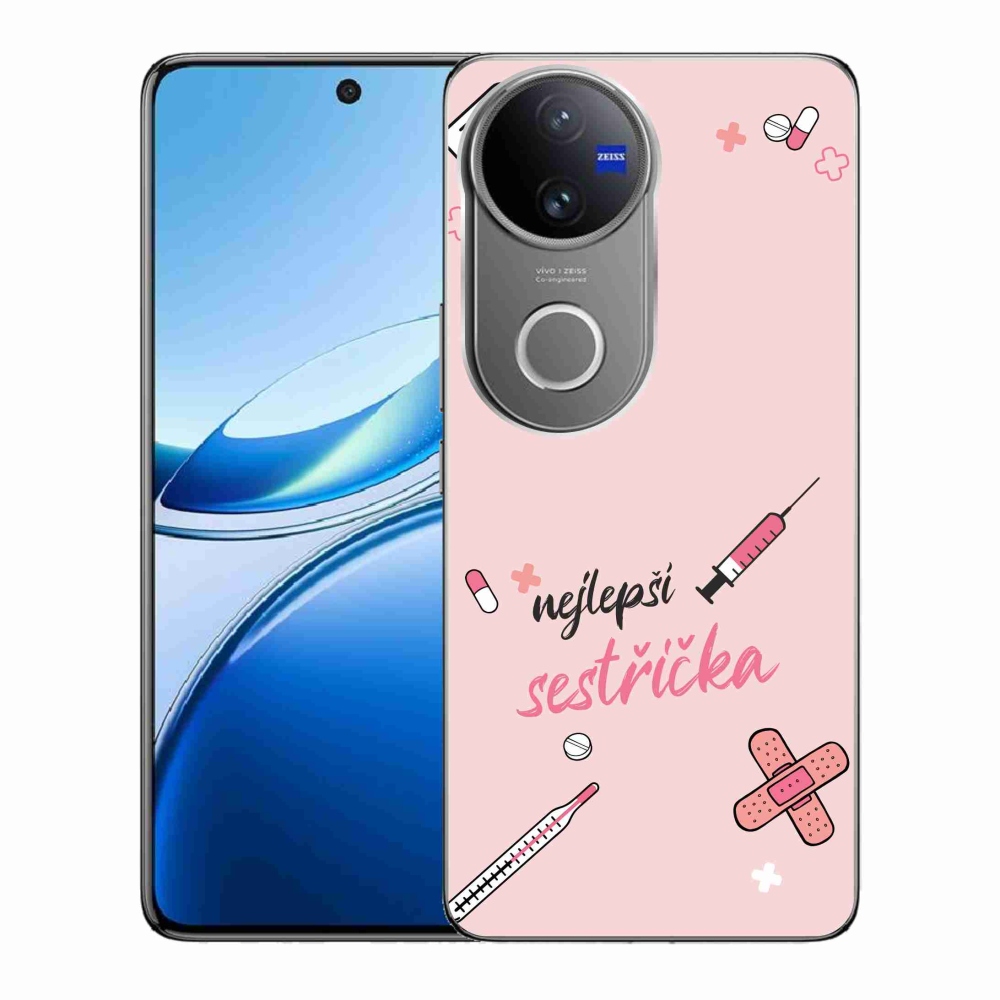 Gelový kryt mmCase na Vivo V50 5G - nejlepší sestřička růžové pozadí