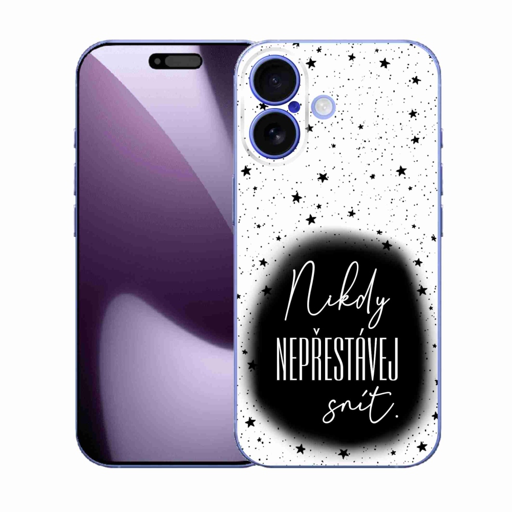 Gelový kryt mmCase na iPhone 17 - citát 1 černobílé pozadí