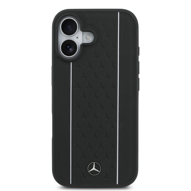 Mercedes Leather Star Pattern and Stripes MagSafe Zadní Kryt pro iPhone 17 Black/White