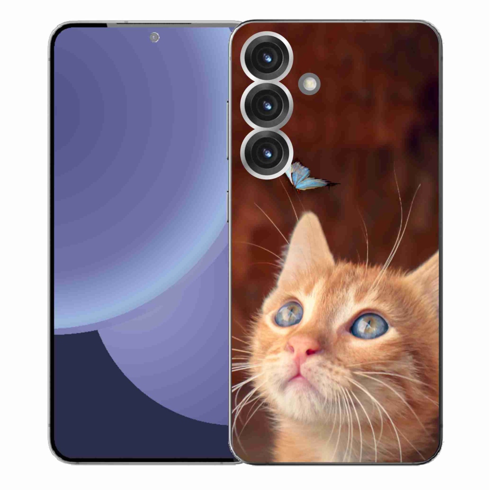 Gelový kryt mmCase na Samsung Galaxy S25+ - motýl a kotě