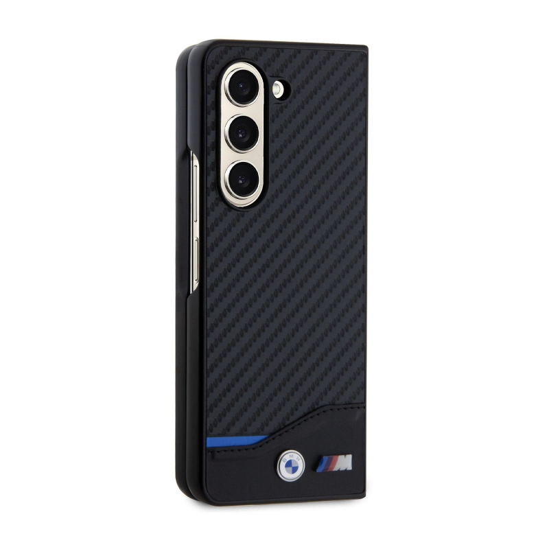 BMW M PU Carbon Blue Line Zadní Kryt pro Samsung Galaxy Z Fold 5 Black