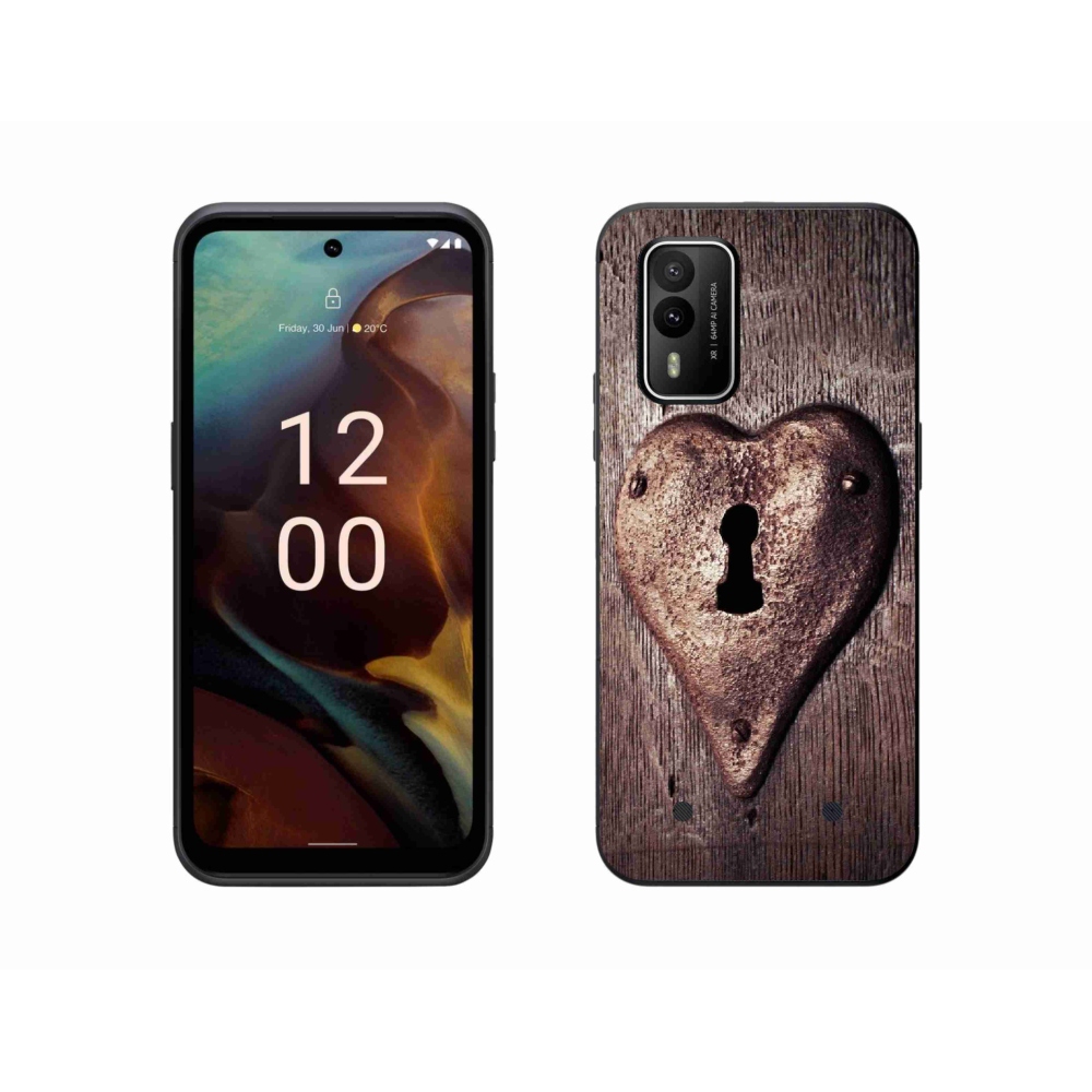 Gelový kryt mmCase na Nokia XR21 - zámek ve tvaru srdce