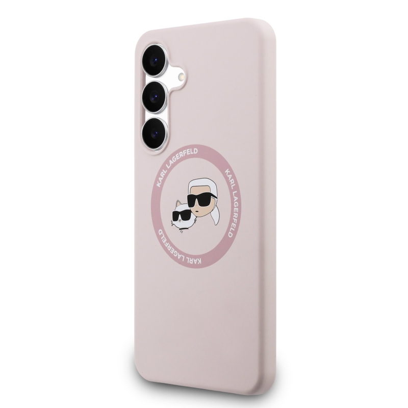 Karl Lagerfeld Liquid Silicone K&CH Heads MagSafe Zadní Kryt pro Samsung Galaxy S25 FE Pink