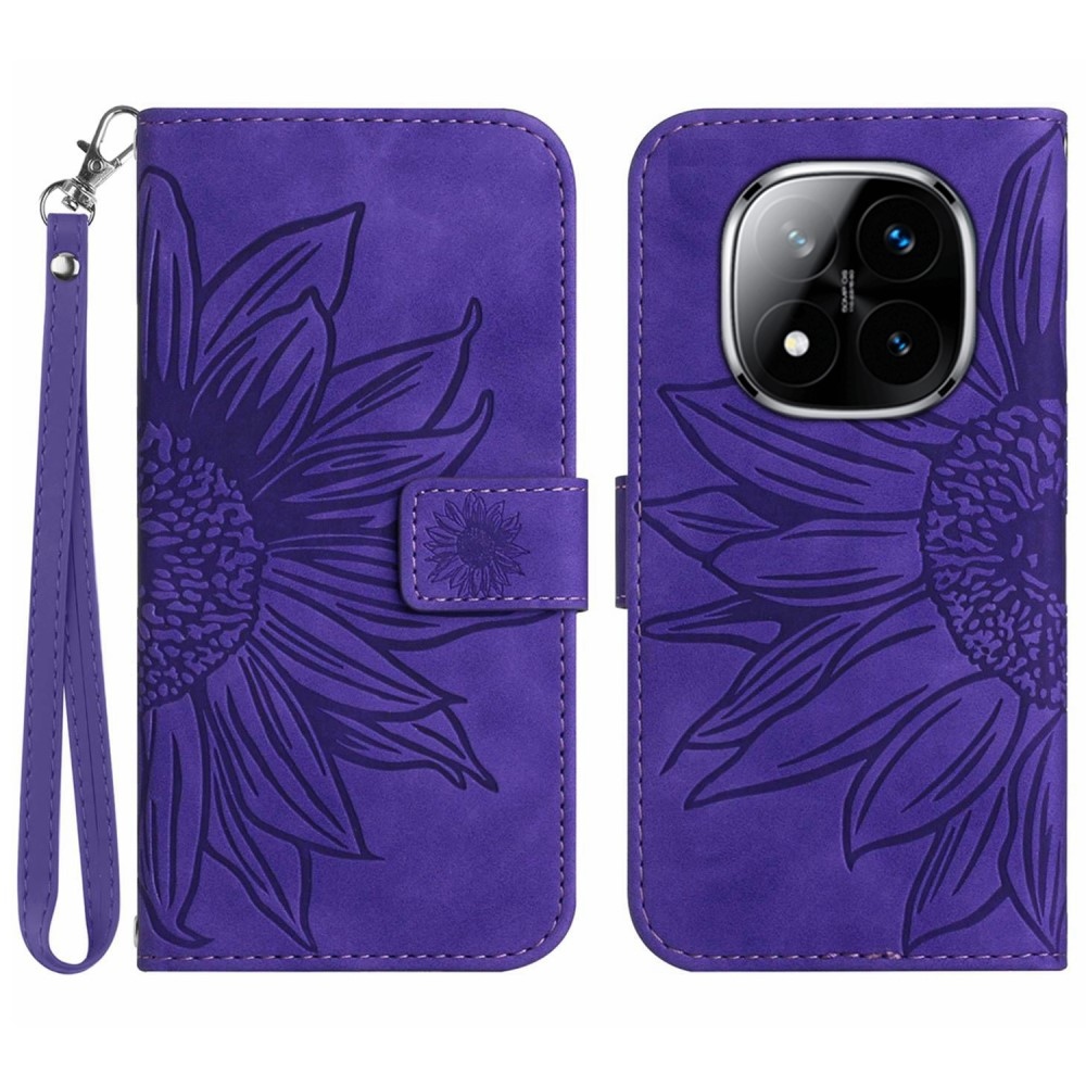 Sunflowers knížkové pouzdro na Xiaomi Redmi Note 14 Pro - tmavěfialové