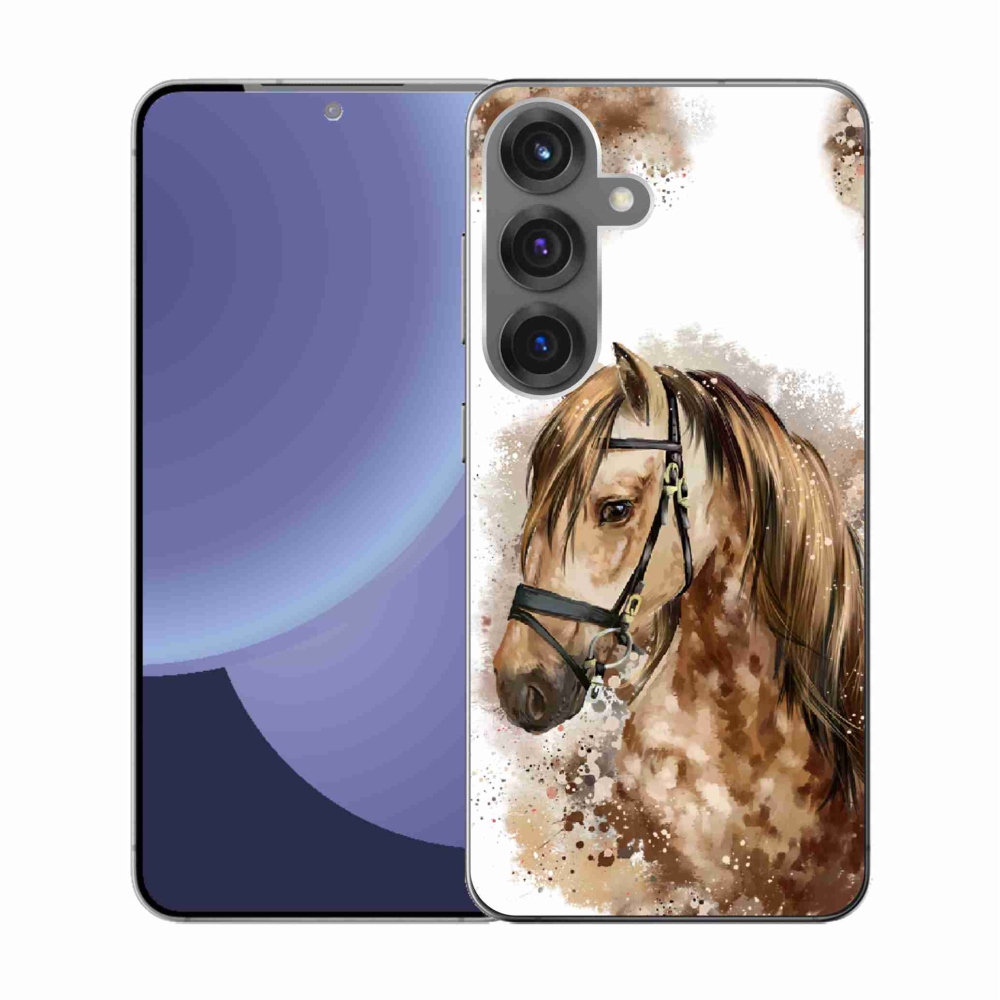 Gelový kryt mmCase na Samsung Galaxy S25 - hnědý kreslený kůň