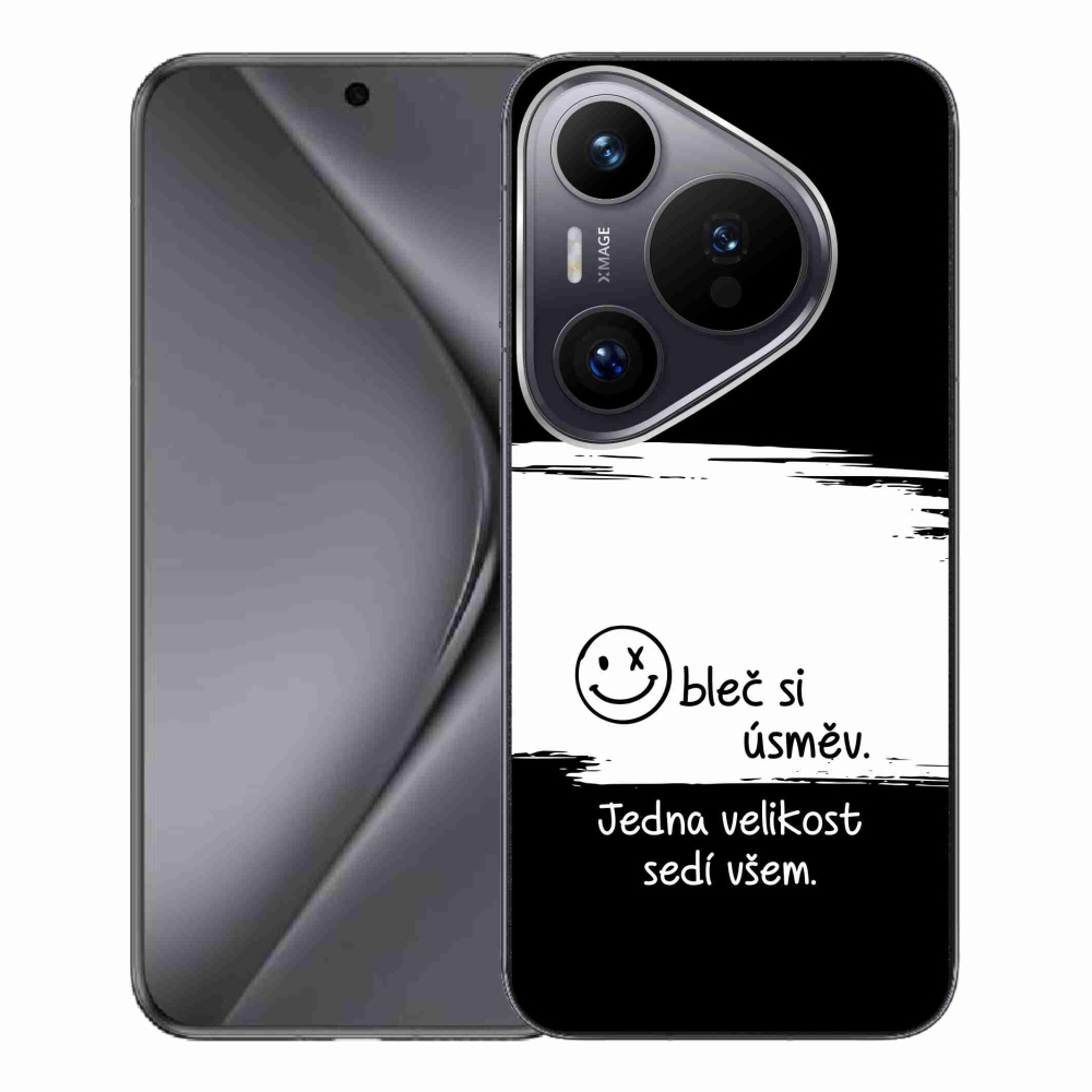 Gelový kryt mmCase na Huawei Pura 70 Pro - vtipný text 8 bíločerné pozadí