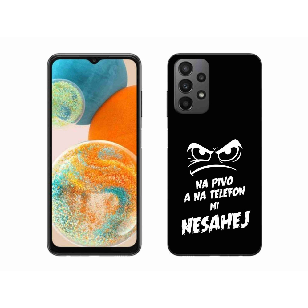 Gelový kryt mmCase na Samsung Galaxy A23 4G/5G - pivní motiv 2 černé pozadí