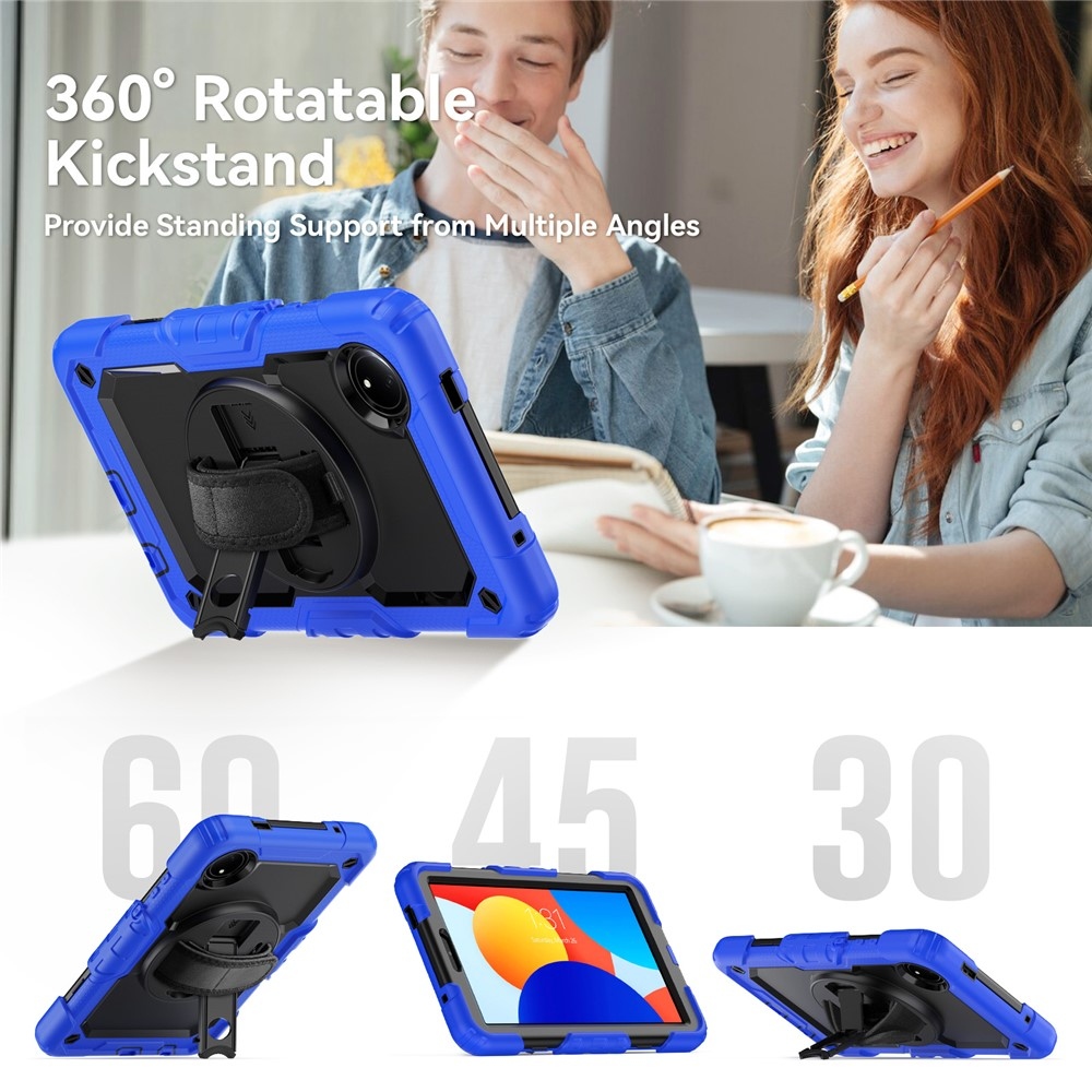 Strap odolný kryt s držákem na ruku a ramenním popruhem na Xiaomi Redmi Pad SE 8.7 - tmavěmodrý
