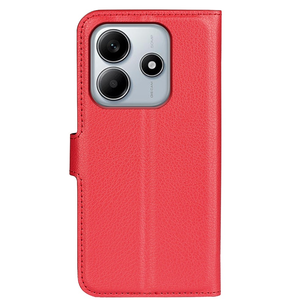 Litchi knížkové pouzdro na Xiaomi Redmi Note 14 5G - červené