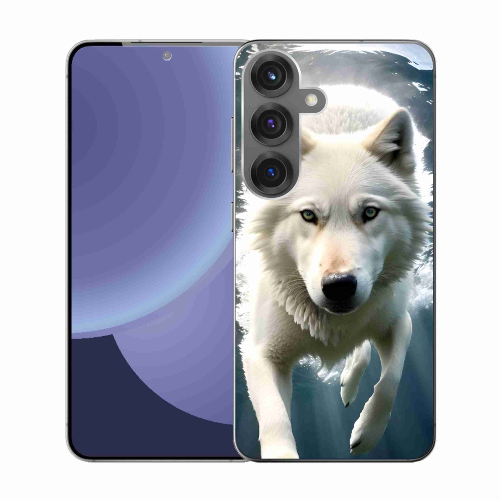 Gelový kryt mmCase na Samsung Galaxy S25 - bílý vlk